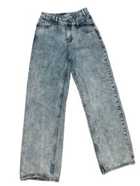 White Fox Boutique Acid Wash High Rise Straight Leg Jeans Size M